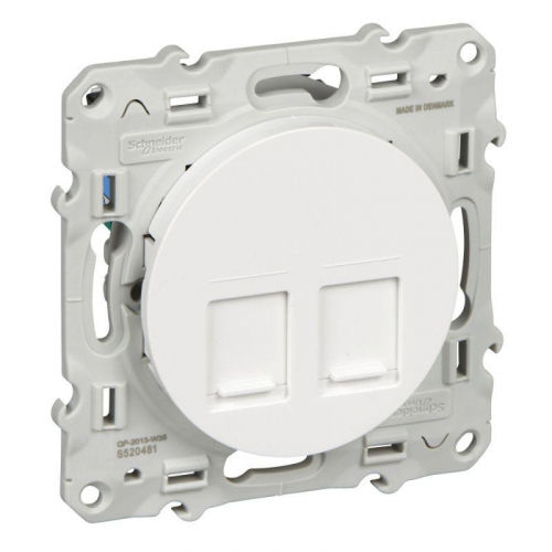 Розетка компьютерная 2-м СП Odace RJ45 кат.5E неэкранир. механизм бел. SchE S52R481