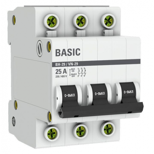 Выключатель нагрузки 3п 25А ВН-29 Basic EKF SL29-3-25-bas фото 3