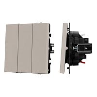 Выключатель 3-кл. ARL NOBE SWT-MK03-SFPL-CA 10А 250В софт-тач кашемир Arlight 061797(1)