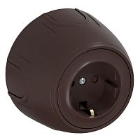 Розетка Rotondo с заземл. защ. шторки винтов. контакты корич. OneKeyElectro 7700878