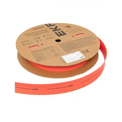 Трубка термоусадочная ТУТ нг 40/20 красн. (уп.50м) EKF tut-40-r фото 3