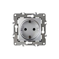 Розетка 1-м СП Эра12 12-2001-03 16А IP20 16AX 250В 2P+E Schuko без монтаж. лапок механизм алюм. Эра Б0014683