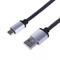 Кабель USB microUSB шнур в джинс. оплетке Rexant 18-4242