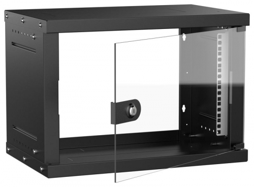 Шкаф настенный 6U 550х350мм дверь стеклян. черн. GENERICA LWE5-06U53-GF-G