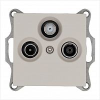 Розетка телевизионная оконечная TV + FM + SAT 3-м Ф9.5мм механизм тауп Jasmart G6206T