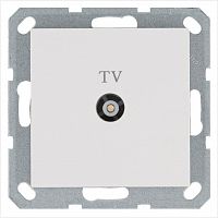 Розетка телевизионная оконечная TV Ф9.5мм механизм бел. глянцевый Jasmart G6001W