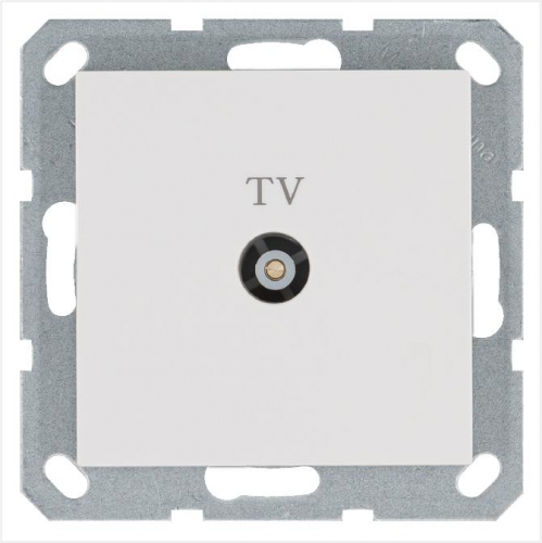 Розетка телевизионная оконечная TV Ф9.5мм механизм бел. глянцевый Jasmart G6001W