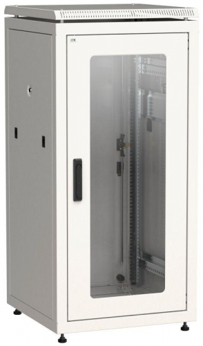 Шкаф сетевой 19дюйм LINEA N 28U 600х600мм стеклянная передняя дверь задняя металлическая сер. ITK LN35-28U66-GM