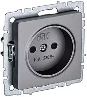 Розетка СП BRITE РСш10-2-БрС 10А без заземл. защ. шторки сталь IEK BR-R13-10-K46