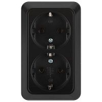 Розетка 2-м ОП Quadro 2-204-05 16А IP20 2х2P+E Schuko 250В с заземл. антрацит Intro Б0069696