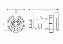 Вилка кабельная CP IP67 32А 3P+E+N 400В с фазоинвертером DKC CP656-032-40-RP