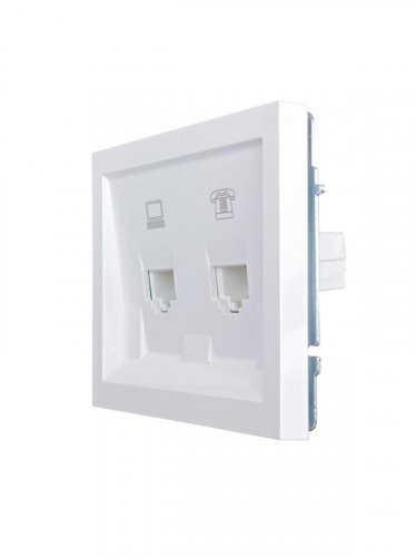 Розетка компьютерная + телефонная СП ZIMA IP20 механизм бел. LEZARD 704-0288-143 фото 4