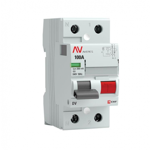Выключатель дифференциального тока (УЗО) 2п 100А 300мА тип AC DV AVERES EKF rccb-2-100-300-ac-av