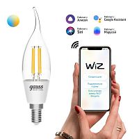 Лампа светодиодная умная Smart Home 4.5Вт свеча на ветру 2000-6500К E14 495лм измен. цветов. темпер.+ диммир. управление по Wi-Fi GAUSS 1280112