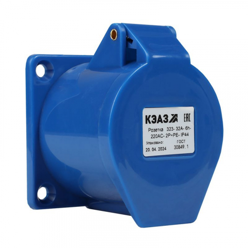 Розетка фланцевая 323 32А 220AC 2P+PE 6ч IP44 КЭАЗ 229456 фото 3