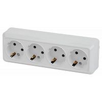 Розетка 4-м ОП Quadro 2-208-01 16А IP20 250В 4х2P+Е бел. Intro Б0053838