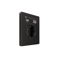 Розетка 1-м СП Systeme Infinity 16А IP20 250В с заземл. и заряд. устр. USB А+С 20Вт защ. шторки полярная ночь SE FSE001032