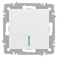 Выключатель 1-кл. СП Accent 6-102-01М 10А IP20 250В с подсветкой AL/CU бел. матов. Intro Б0063466