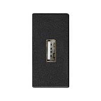 Розетка USB Simon 27 тип A 2.0 узкий модуль винты механизм графит Simon 2701090-038
