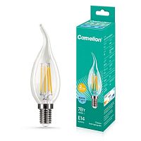Лампа светодиодная филаментная LED7-CW35-FL/845/E14 7Вт свеча прозрачная 4500К бел. E14 220В Camelion 13455