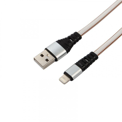Кабель USB-Lightning 2.4А 1м бел. нейлоновая оплетка Rexant 18-7056 фото 3