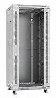 Шкаф монтажный телекоммуникационный напольный SH-05C-27U60/60 19дюйм для распред. и серверн. оборудования 27U 600х600х1388мм передн. стеклян. и задн. сплошн. метал. двери ручка с замком сер. (RAL 7035) Cabeus 7045c
