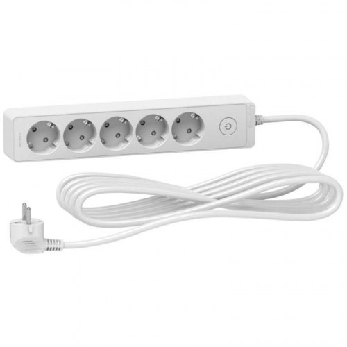 Удлинитель UNICA EXTEND 5 розеток 2К+З кабель 5м бел. SchE ST9455W