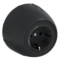 Розетка Rotondo с заземл. винтов. контакты черн. OneKeyElectro 7700875