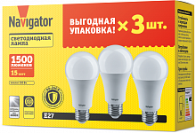 Лампа светодиодная 95 321 NLL-A60-15-230-4K-E27-PACK3 NAVIGATOR 95321