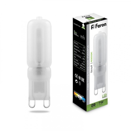 Лампа светодиодная LB-431 7Вт JCD9 4000К G9 230В FERON 25756