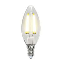 Лампа светодиодная LED-C35-5W/WW/E14/CL/DIM GLA01TR форма "свеча" прозр. Air теплый бел. 3000К диммир. упак. картон Uniel UL-00002860