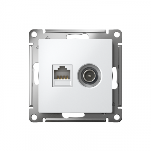 Розетка компьютерная + телевизионная 2-м СП AtlasDesign RJ45 кат.5E + TV механизм бел. SE ATN000189 фото 2