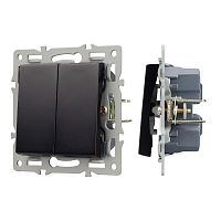 Механизм выключателя двухклавишный проходной SWT-MKP2-PL-BK (250В 16А) Arlight 043728