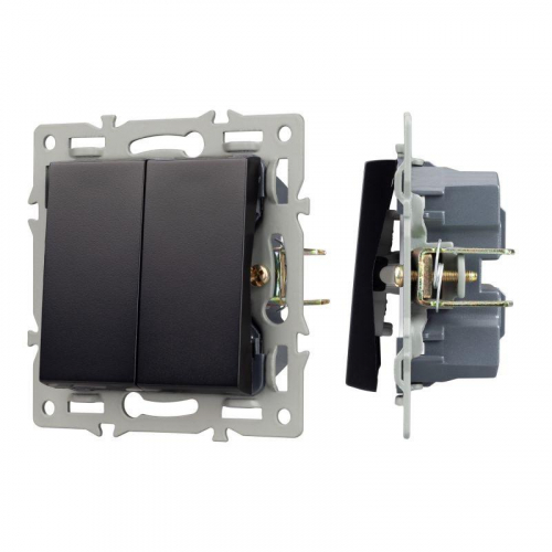 Механизм выключателя двухклавишный проходной SWT-MKP2-PL-BK (250В 16А) Arlight 043728