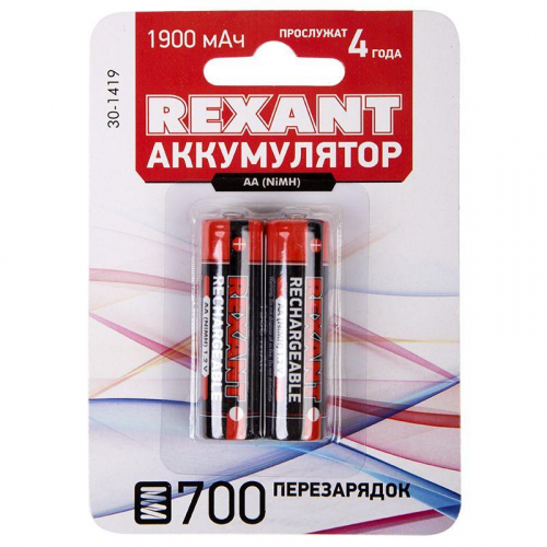 Аккумулятор AA 1.2В 1900мА.ч (блист.2шт) Rexant 30-1419 фото 2