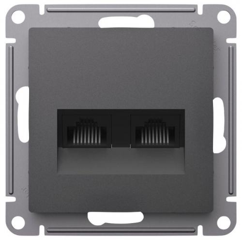 Розетка компьютерная 2-м AtlasDesign RJ45+RJ45 кат.5E механизм базальт SE ATN001485 фото 2
