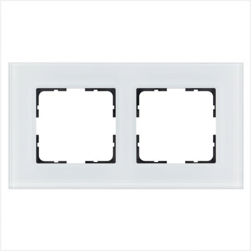 Рамка 2-м G-Glass стекло бел. White Glass Jasmart G1002GW
