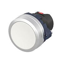 Кнопка плоская без фиксации алюм. кольцо бел. DKC M22P-FMWA