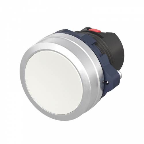 Кнопка плоская без фиксации алюм. кольцо бел. DKC M22P-FMWA