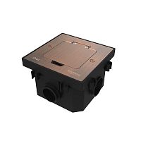 Лючок MultiDesk MDK20 на 2мод. IP44 с монтажной коробкой для бетонных полов медь SE MDK20202CC