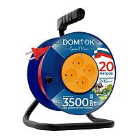 Удлинитель на катушке 4х20м без заземл. 16А IP20 3.5кВт ПВС 2х1.5 DOMTOK 2445