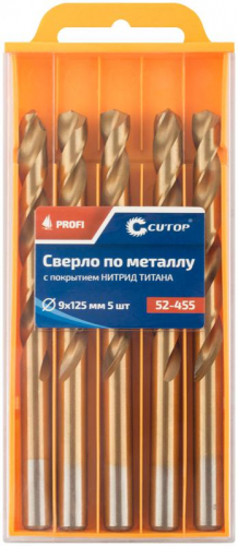 Сверло по металлу ПРОФИ/Profi 9х125мм с титан. покрытием (уп.5шт) Cutop 52-455 фото 3