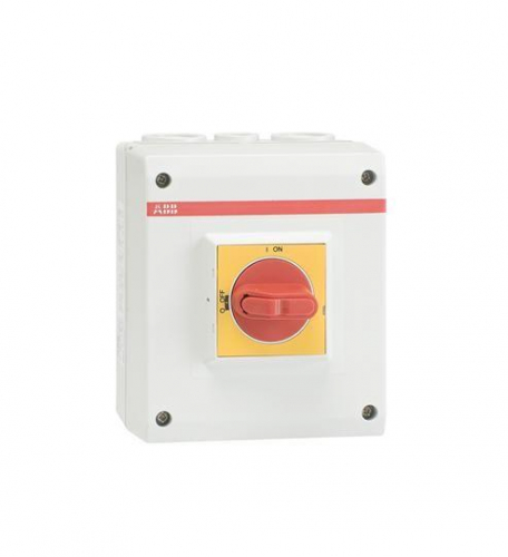 Рубильник OTP32BA4M 2хM25+M16 красн/желт. рукоятка в боксе ABB 1SCA022459R6780
