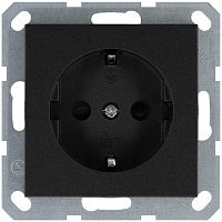 Розетка 1-м Shuko 16А IP20 с заземл. защ. шторки механизм антрацит Jasmart G5501B