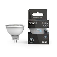 Лампа светодиодная Black 5Вт MR16 софит 4100К нейтр. бел. GU5.3 530лм диммир. GAUSS 101505205-D