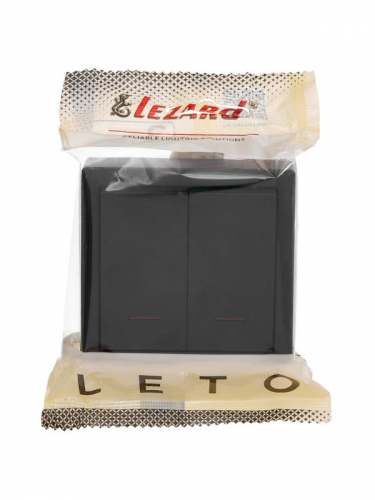 Выключатель 2-кл. ОП LETO 10А IP20 с индикацией черн. бархат LEZARD 752-4200-112 фото 2
