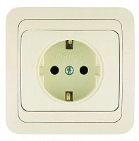 Розетка 1-м СП Mimoza 16А IP20 с заземл. керамика крем./крем. Makel 25008