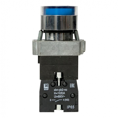 Кнопка BA61 с подстветкой 230В син. NO IP65 PROxima EKF xb2-bw61-230-65 фото 4