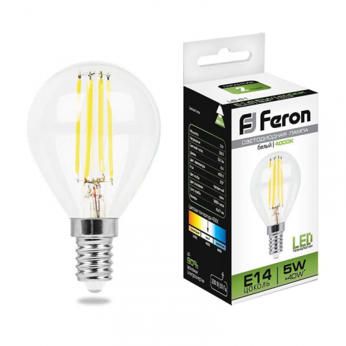 Лампа светодиодная LB-61 5Вт 4000К E14 230В FERON 25579