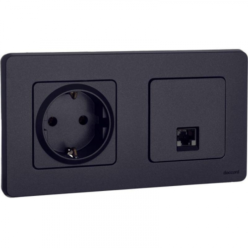 Розетка компьютерная Inspiria RJ45 кат.5E UTP антрацит IEK 673828 фото 2